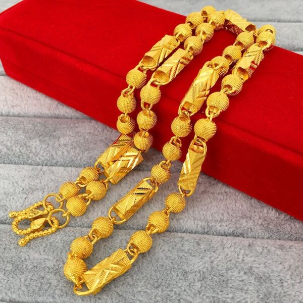 Men's round bead bamboo necklace