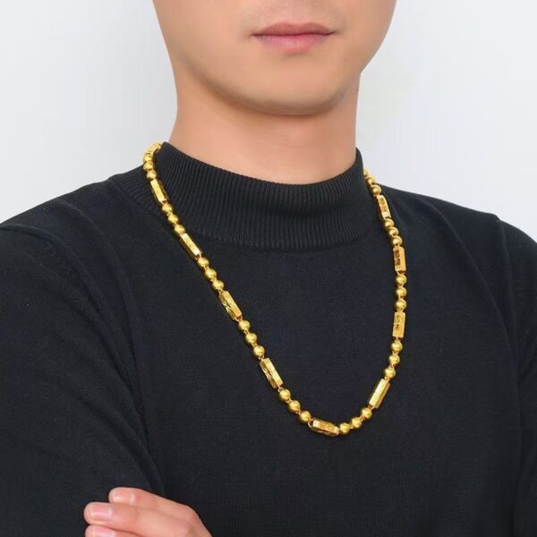 Men's round bead bamboo necklace