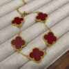 Red four-leaf clover fashion bracelet