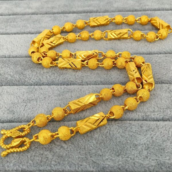 Men's round bead bamboo necklace